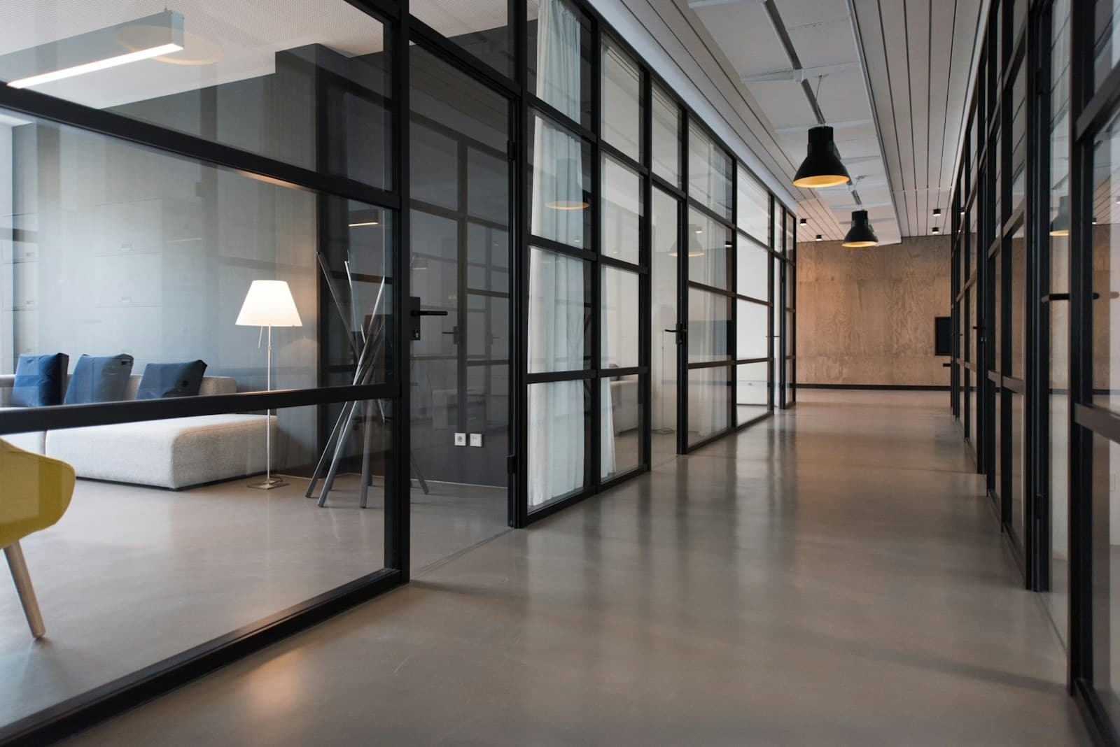 A quiet contemporary office prepared for a client conversation